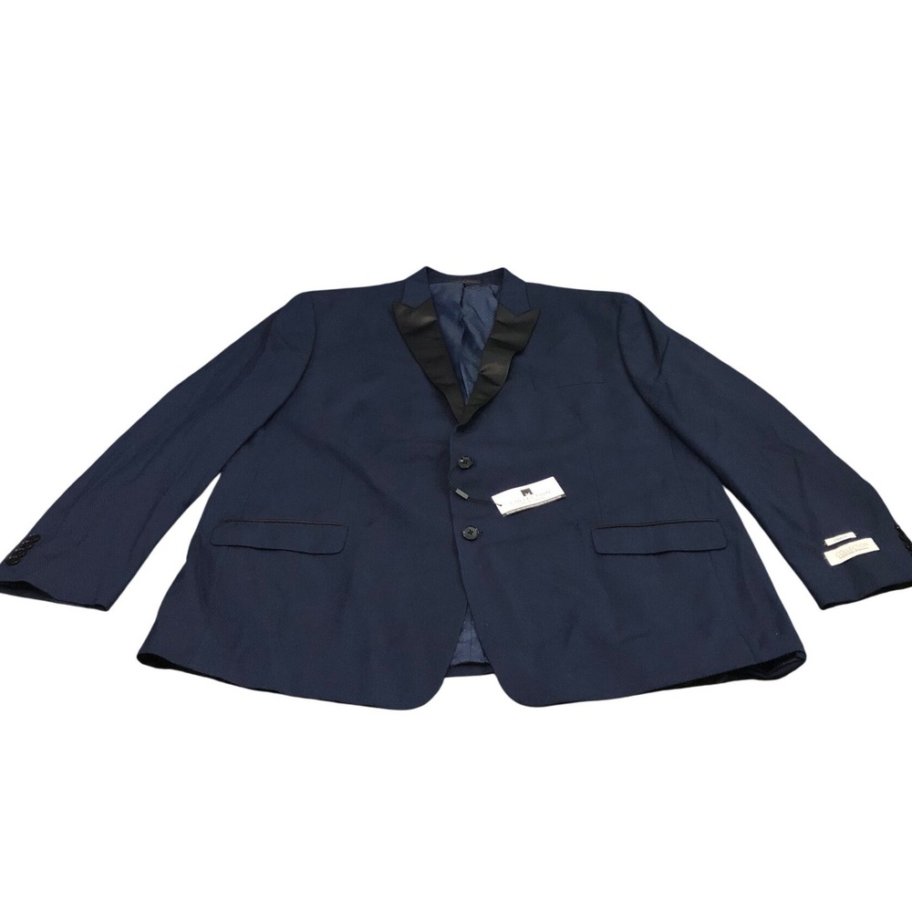 Michael Strahan Tuxedo Jacket Mens 54L Navy Blue Classic Fit Satin Lapel